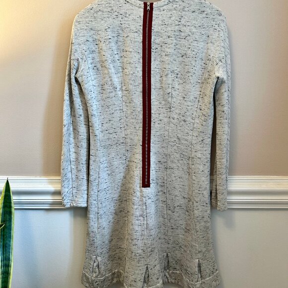 Carven Long Sleeve Sweatshirt Dress Ruffle Hem Gray Back Zip Womens Size Large - Picture 5 of 15